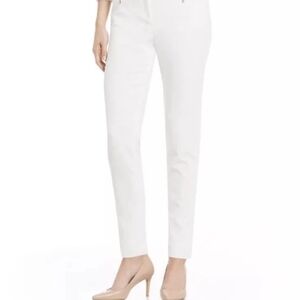 Calvin Klein White Trousers with Yellow Gold Buttons & Zipper Detail Sz 6 NWT